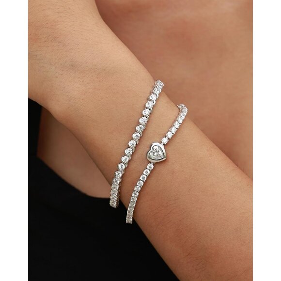 Women’s Sterling Silver Heart-Shaped Fire Opal Tennis Bracelet 7 Inch Gift for O - Picture 3 of 6